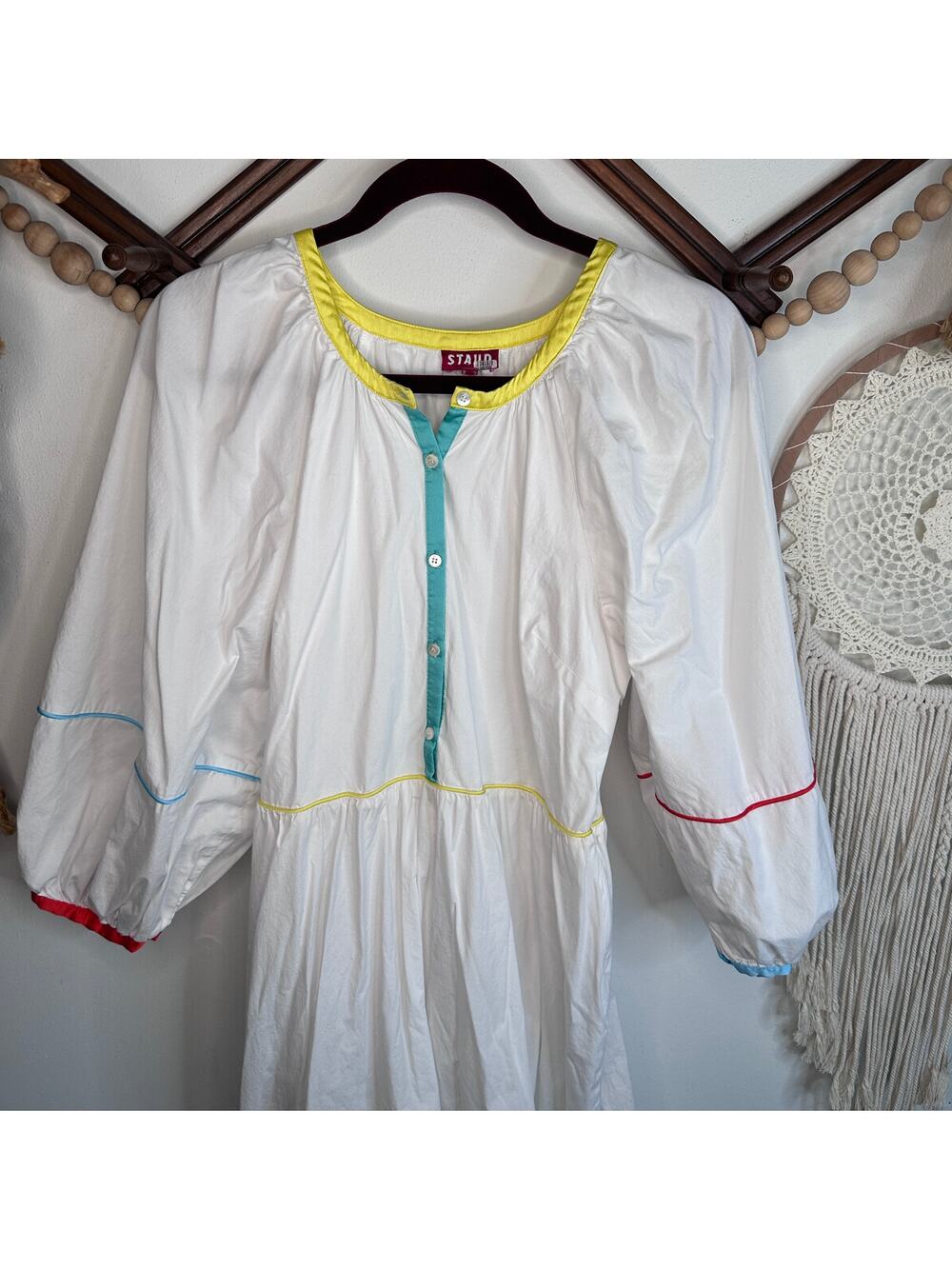 Staud White Tiered Demi Maxi Dress